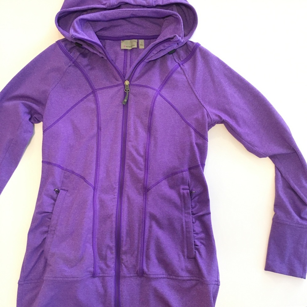 Athleta Hooded Zip Up Long Jacket